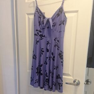 Purple Floral Slip Dress with Knot Front